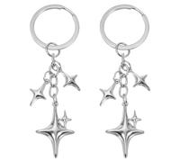 Teaaha 2 llaveros de estrella Y2k Aesthetics, llavero de acero inoxidable, plata para bolso, mochila, coche, colgante de bolso, colgante de bolso