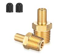 Teaaha 2 piezas de adaptador de inflador de aire de latón, 1/4" NPT macho a válvula Schrader estándar, conector de válvula para compresor, manguera de aire portátil, inflador de neumáticos, suspensión