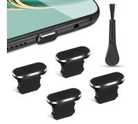 Teaaha 4 Tapones Antipolvo compatibles con Phone 14 13 12 X XS XR, Conector Lightning Dust Plug, Funda Protectora contra el Polvo con Cepillo de Limpieza, tapón de Silicona Antipolvo (Negro)