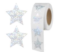 Teaaha 500 Piezas Pegatinas de Estrellas con Purpurina, Pegatinas Holográficas Plateadas, Estrellas con Purpurina, Manualidades, Estrellas, Decoración para el Aula, Accesorios para Profesores (Cada 2