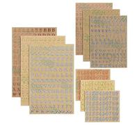 Teaaha 9 hojas de pegatinas con números autoadhesivos, 3 mm, pegatinas pequeñas de metal de oro rosa y plata, para álbumes de recortes, manualidades (letras grandes y minúsculas)