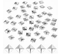 Teaaha Tachuelas cuadradas, 100 unidades, 4 garras, remaches cuadrados, pernos de punk en forma de pirámide, remaches de cuero cuadrados para zapatos, bolsos, pulseras, ropa (plata 10 mm)