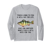 Teach A Man To Fish - Cita inspiradora, Color Azul Jaspeado Manga Larga