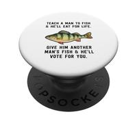 Teach A Man To Fish - Cita inspiradora, Color Azul Jaspeado PopSockets PopGrip Adhesivo