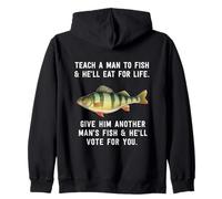 Teach A Man To Fish - Cita inspiradora, Color Azul Jaspeado Sudadera con Capucha