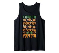 Teach Smartest Pumpkin Patch Funny Teacher Disfraz de Halloween Camiseta sin Mangas