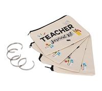 Teacher Appreciation Gifts Set (8pcs Total) - 4 Teacher Makeup Pouch Bags & 4 Stainless Steel Bracelets - Ideal for Teachers Day, Graduation, Christmas, Thanksgiving, School Season