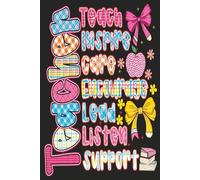 Teacher Appreciation Notebook: Retro Preppy Journal for Women - Teach Inspire Care Encourage Lead Listen Support: 120 Lined Pages 6x9 - End of Year School Gift for Teachers and Coworkers