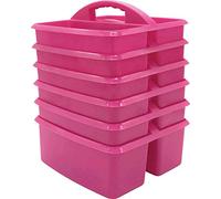 Teacher Created Resources Cajas de almacenamiento de plástico rosa - Paquete de 6