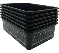 Teacher Created Resources Chalkboard Brights - Contenedores de almacenamiento de plástico grandes, paquete de 6