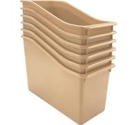 Teacher Created Resources Papelera de plástico marrón claro para libros, paquete de 6 (TCR2088751)