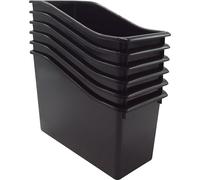 Teacher Created Resources Papelera de plástico negro para libros, paquete de 6 (TCR2088555)
