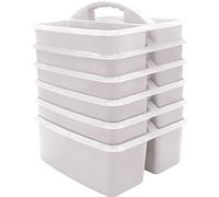 Teacher Created Resources Paquete de 6 organizadores de almacenamiento de plástico portátil para aulas, habitación de los niños y organización de oficina, 3 compartimentos