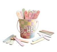 Teacher Desk Pick Tools - Classroom Name Sticks Organizer with Metal Bucket