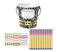 Teacher Desk Pick Tools - Classroom Name Sticks Organizer with Metal Bucket