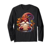 Teacher Fall GNOME with Happy Autumn Sign and Fall Pumpkins Manga Larga
