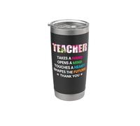 Teacher Flower Takes A Hand Thank You Funny School Teachers Vaso térmico de acero inoxidable de doble pared
