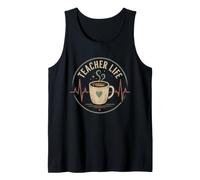Teacher Life Café Latidos del corazón Educador Cafeína Humor Camiseta sin Mangas