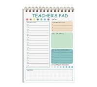 Teacher Notepad, 50 Sheets Daily Task Organizer, 5.8 x 8.3 Inch Cute To-Do List Notepad with Twin Coil Binding, Memo Writing Pad for Classroom, Elementary School, Lesson Planning, Teacher Desk Organiz