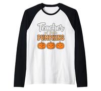 Teacher of Little Pumpkins Fall Back to School Camiseta Manga Raglan