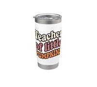 Teacher of Little Pumpkins Groovy Retro Fall Vaso térmico de acero inoxidable de doble pared
