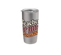 Teacher of Little Pumpkins Groovy Retro Fall Vaso térmico de acero inoxidable de doble pared