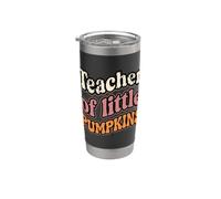 Teacher of Little Pumpkins Groovy Retro Fall Vaso térmico de acero inoxidable de doble pared