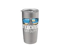 Teacher Off Duty Gafas de sol Palm Tree Beach Sunset Vaso térmico de acero inoxidable de doble pared