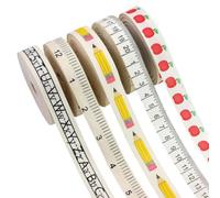 Teacher Ribbon - 5 Pieces Cotton Party Strap, 5 Yards Pencil Ruler Alphabet Fruit Inch Pattern Craft Ribbon for Teacher Appreciation Day, Students, School Party Decorations