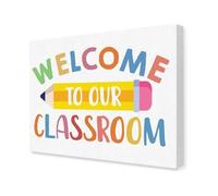Teacher’s Door Sign - “Welcome to Our Classroom” Canvas, Back to School Decor for Building a Positive Community (Unframed,12x18inch(30x45cm))