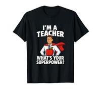 Teacher Superpower Comic Graphic Apple Logo Novedad Camiseta