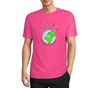 Teachers Change The World - Camiseta de algodón de manga corta estampada con cuello redondo, regalo para profesor, Estilo magenta, 3XL