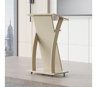 Teacher's Rolling Lectern,Lectern Stand With Lockable Wheels,Wooden Church Pulpit With Storage Space,Suitable For Restaurants,Churches,Seminars,Schools(Gray)