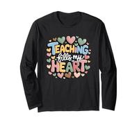Teaching Fills My Heart Cute Teacher Apreciation Design Manga Larga