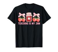Teaching Is My Jam Strawberry Coquette Bow Escuela de maestros Camiseta