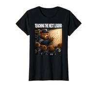 Teaching The Next Legend Oso Fútbol Americano Papá Camiseta gráfica económica, Mujer, Negro, S