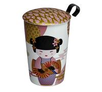 TEAEVE - Tetera de porcelana geisha rosa de 350 ml con infusor de acero inoxidable y tapa