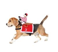 Teahutty Disfraz de caballo de silla de jinete de Halloween, disfraz de perro de Navidad, divertido para mascotas, ropa de cosplay para perros, ropa de jinetes de perro, rojo