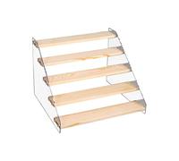 Teahutty Estante escalonado para especias, organizador de estante de vitaminas escalonado, estante de especias para condimentos, vitrina de exhibición de madera para gabinete, almacenamiento de joyas