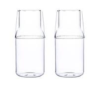 Teahutty Juego de 2 jarras de agua para mesita de noche de 500 ml con vaso de vidrio, jarra de agua de vidrio transparente y juego de tazas para oficina en casa
