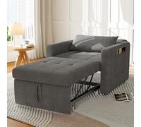 Teahutty Sofá Cama Convertible 1 Plaza, 3 en 1 Sillón Convertible con Función Cama, Respaldo Ajustable, Bandeja Plegable, Cojín y Bolsillos, Sofá Cama Plegable (Gris Medio, 190 x 92 x 90 cm)