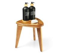 TeakAura Taburete de ducha de teca, banco de ducha de teca, silla de madera impermeable para ducha interior, reposapiés de spa de 12 pulgadas para afeitarse piernas, taburete organizador de teca,