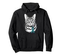 Teal Ribbon - Gato de concientización sobre el trastorno de estrés postraumático Sudadera con Capucha