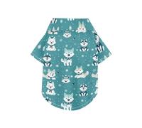 Teal Six Playful Funny Dogs - Camisa de verano para perros con botones, suave, ligera y transpirable, ropa para mascotas, sudadera perfecta para el uso diario y sesiones de fotos, talla 5XL
