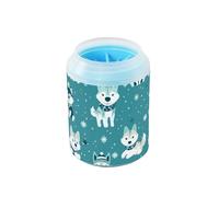 Teal Six Playful Funny Dogs - Limpiador portátil de pies para mascotas con cepillo de masaje suave, cepillo de baño para perros y gatos de razas pequeñas, medianas y grandes