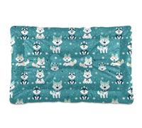 Teal Six Playful Funny Dogs - Tapete suave antideslizante para jaula de perro para perros medianos/grandes, 36 x 24 pulgadas