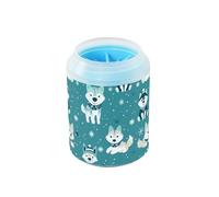 Teal Six Playful Funny Dogs - Taza portátil de limpieza de patas con cepillo de silicona suave, suministros y accesorios para mascotas, limpia suavemente las patas después de los paseos