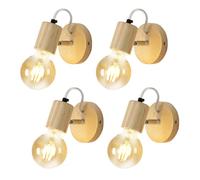 Tealight 4 Piezas Lámpara de Pared Vintage, Aplique Pared Interior de Madera E27 Metal Industrial Luz de Pared Iluminación de Pared para Dormitorio Salón Pasillo Cocina