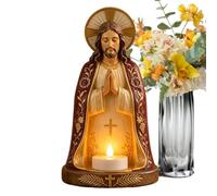 Tealight Candle Holder Sculpture - Jesus Themed Decorative Stand, Seasonal Holiday Accent Craft, Elegant Candlelight Decoration, Spiritual Table Ornament, Artistic Home Display Piece | For Apartment