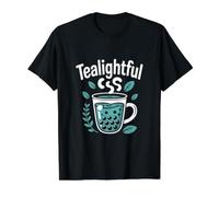 Tealightful Bubble Tea Leaves Fun Camiseta gráfica económica, Hombre, Negro, L